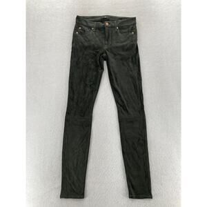 7 For All Mankind‎ Faux Leather Pants Women's 26 Green Skinny Ankle Low Rise